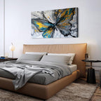 Abstract Butterfly Wall Art Teal Grey Yellow Butterfly Wall Decor Modern Marble - Image 6