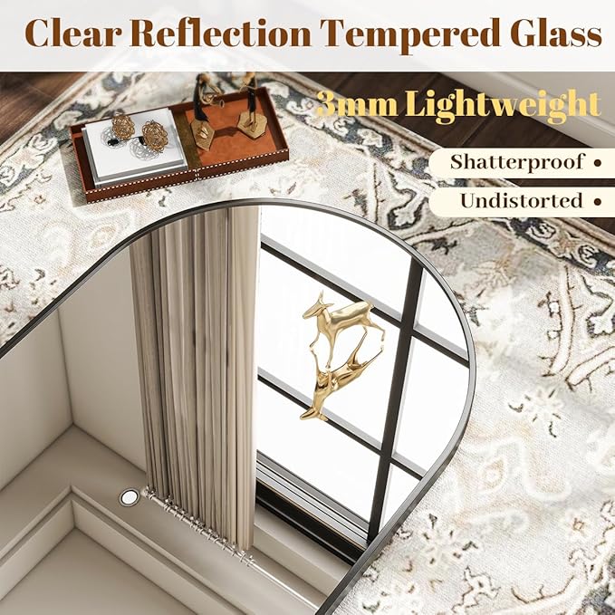 VooBang Arched Wall Mirror, 26 x 28 inch Arch Bathroom Mirror, Wall Mounted - Image 3