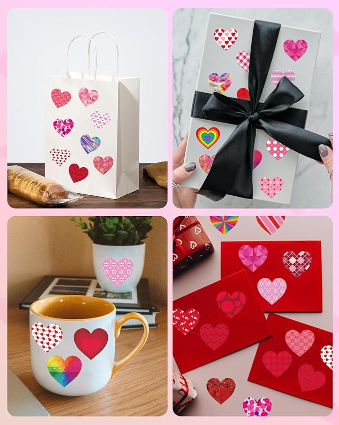 32 Sheets Heart Stickers, 384 Pcs Valentines Day Stickers for Kids, Holiday Sticker for Envelopes, Cards or Gifts Bags Decor (48 Designs 8 Each)