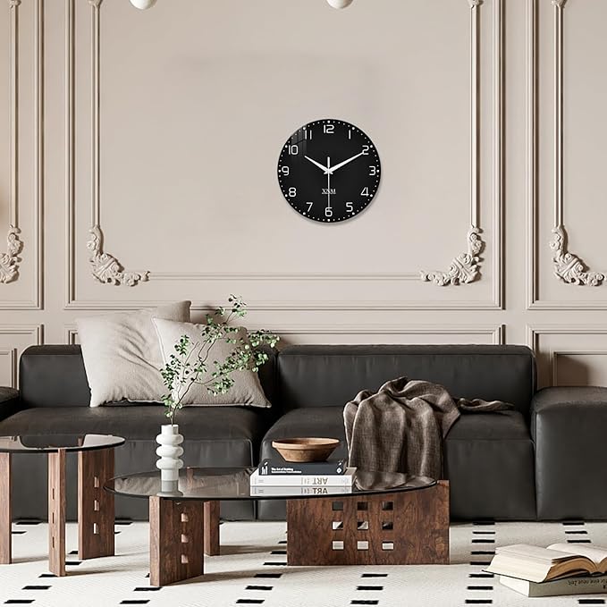 XNM Black Wall Clock for Living Room Minimalist Large Clock Battery Operated 20 - Image 2