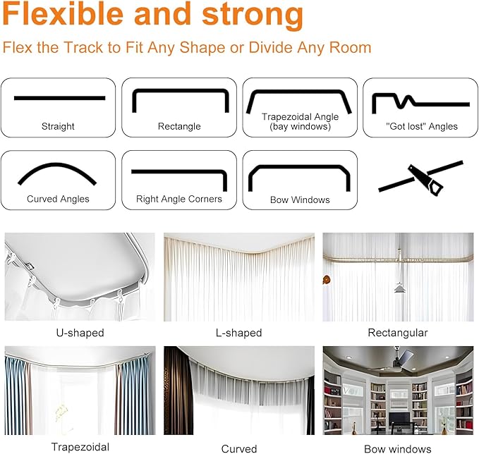 Room Divider Curtains Flexible Ceiling Tracks set Curtain track Ceiling Mount - Image 4