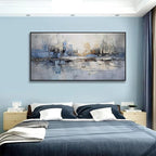 Abstract wall Art Framed Artwork Blue and Gray White Decor Modern Canvas Wall - Image 3