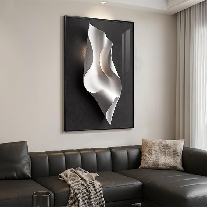Framed Black and White Abstract Wall Art, Large Modern Elegant Prints Paintings - Image 5