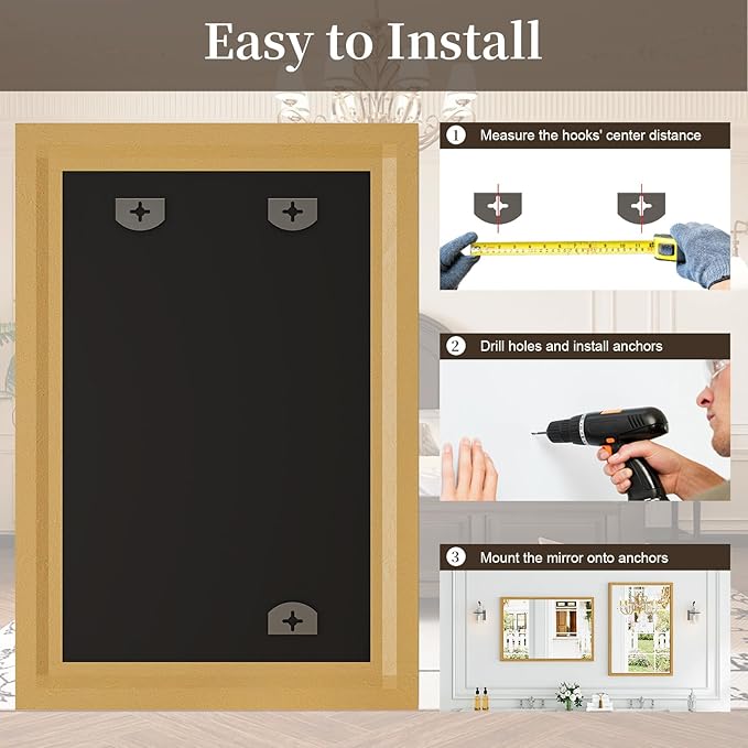 Syndra Natural Wood Frame Bathroom Mirror, 24x36'' Modern Vanity Mirror - Image 9
