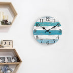 KECYET Wall Clock Battery Operated 10 Inch Outdoor Beach Style Blue Coastal - Image 7