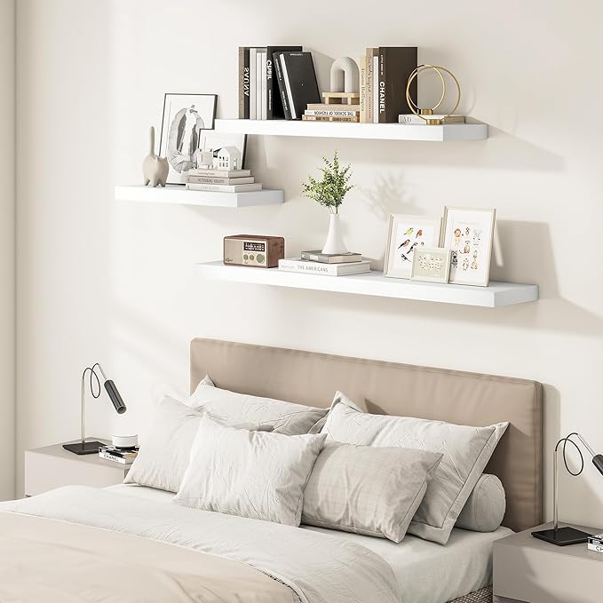 Vivelove White Floating Shelves Over Toilet, 24/36/48/55 Inch X 12 Deep Shelves - Image 8