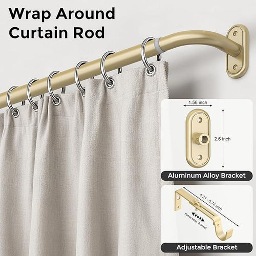 2 Pack Curtain Rods 32-46 Inch, 1 Inch Adjustable Heavy Duty Room Darkening - Image 2