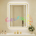 32x40 Inch Gold Framed LED Bathroom Mirror by Unknown