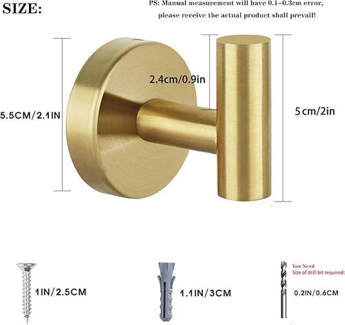 16pcs Gold BathTowel Hooks Robe Coat Bathroom Wall Hook Stainless Steel Heavy - Image 2