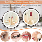 5000mAh Rechargeable Wall Mounted Lighted Makeup Vanity Mirror Double Sided 1X - Image 3