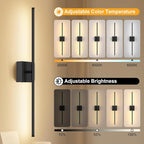 Battery Operated Wall Sconce, 3000K-6000K Dimmable Black Wall Lights - Image 2