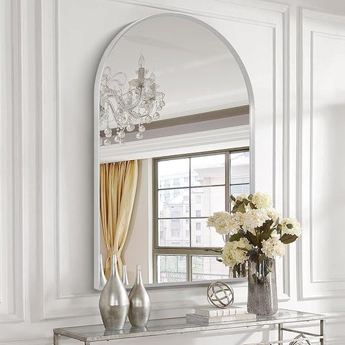 30" x 40" Silver Arched Mirror, Large Arch Bathroom Vanity and Wall Decor Mirror by Minuover