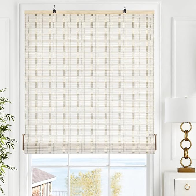 LazBlinds Cordless Bamboo Blinds, Light Filtering Hanging Window Shades by LazBlinds