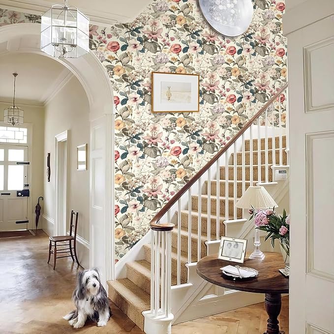 Jeweluck Floral Wallpaper Peel and Stick Vintage Floral Contact Paper Peel and - Image 9