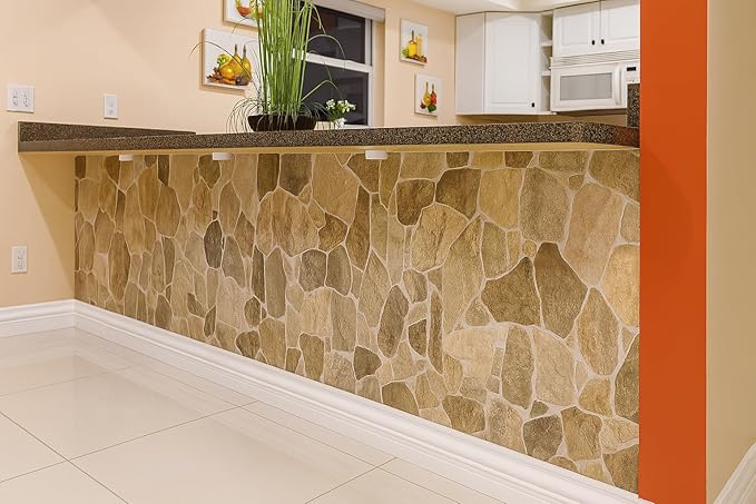 Dundee Deco 3D Wall Panels Faux Stone PVC Brown Beige, 3.2 ft X 2.1 ft - Image 9