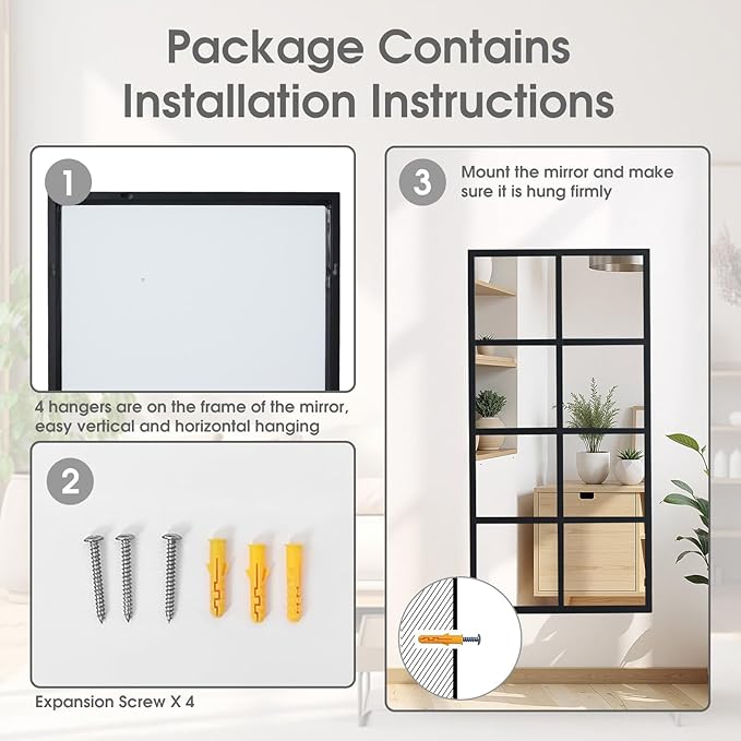 DUMOS Window Pane Mirror, 16x32 Inch Mirrors - Image 3