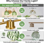 2-Light Bathroom Vanity Light, Brushed Gold Vanity Wall Light Over Mirror - Image 2