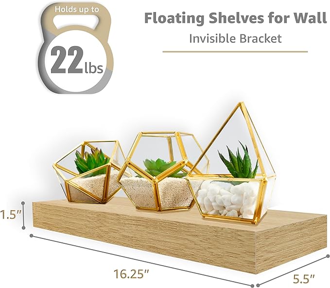 Sorbus Floating Shelves for Wall – 16 Inch Floating Shelf for Kitchen, Living - Image 3