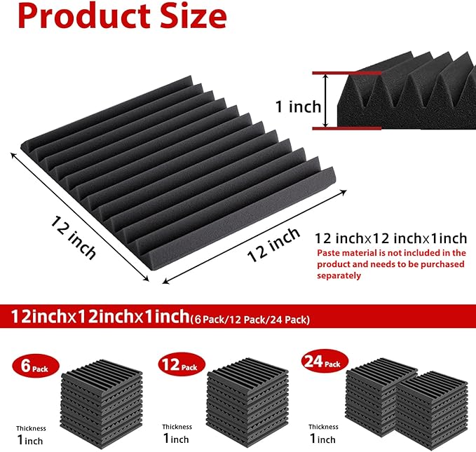 FONESO Acoustic Panels, High Density Soundproof Foam Panels - Image 7