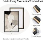 Framed Neutral Beige and Black Abstract Wall Art - Image 5
