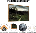 OIQArtOIQ Framed Vintage Landscape Wall Art Shepherd Natural Scenery Oil - Image 4