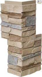 1.77 Inch Deep 3D Faux Stone Corner Panels Matching 2 Piece Set by Wallwell