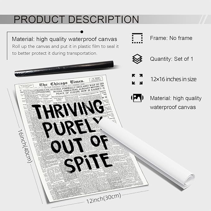 noxozoqm Black And White Newspaper Poster Fashion Fun Motivational Quote Wall - Image 2