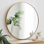 Oruii Gold Round Mirror, Circle Wall Mirrors Metal Frame, Brass Circular Mirrors - Image 9