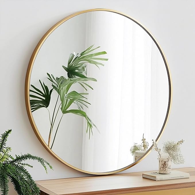 Oruii Gold Circle Mirror, 20 inch Round Mirror Metal Frame, Living Room - Image 9