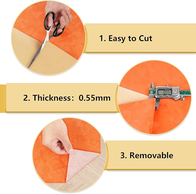 Wallercity Orange Self Adhesive Velvet Drawer Liner Soft Flocked Fabric - Image 8