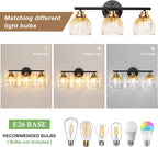 TALOYA Bathroom Vanity Light Fixtures, 3-Light Modern Black and Gold Wall - Image 8