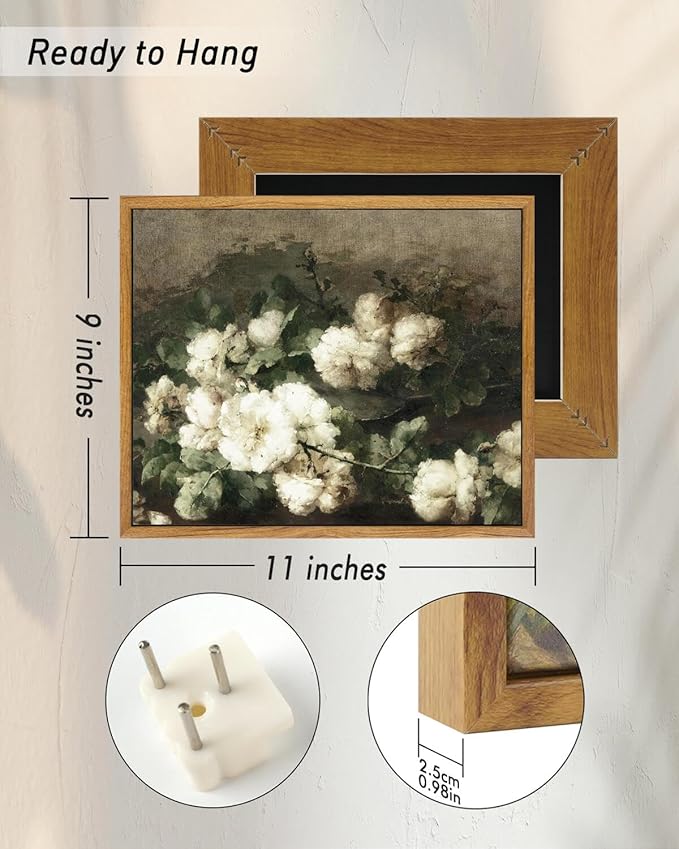 InSimSea Framed Canvas Wall Art Vintage Decor, Flower Prints Room Wall Decor - Image 5