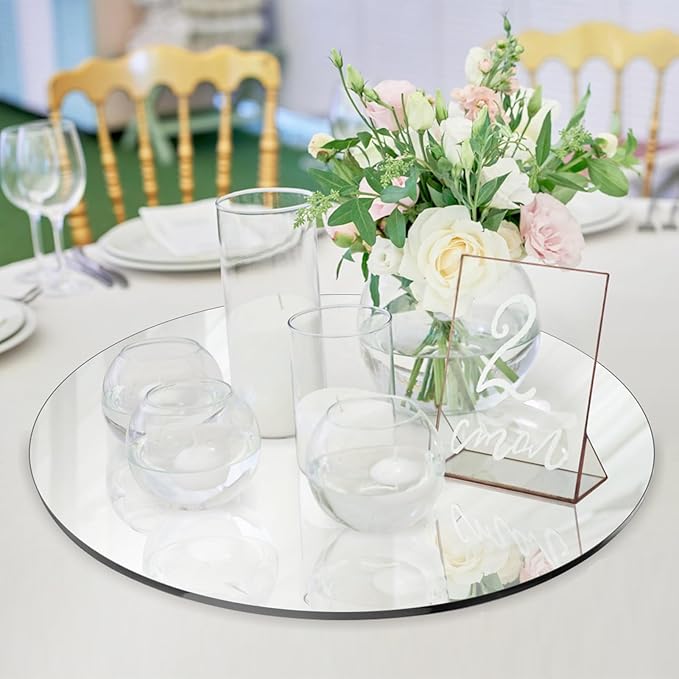 Seelenruhe 12" Round Mirrors for Centerpieces for Tables, Round Mirrors Trays - Image 4