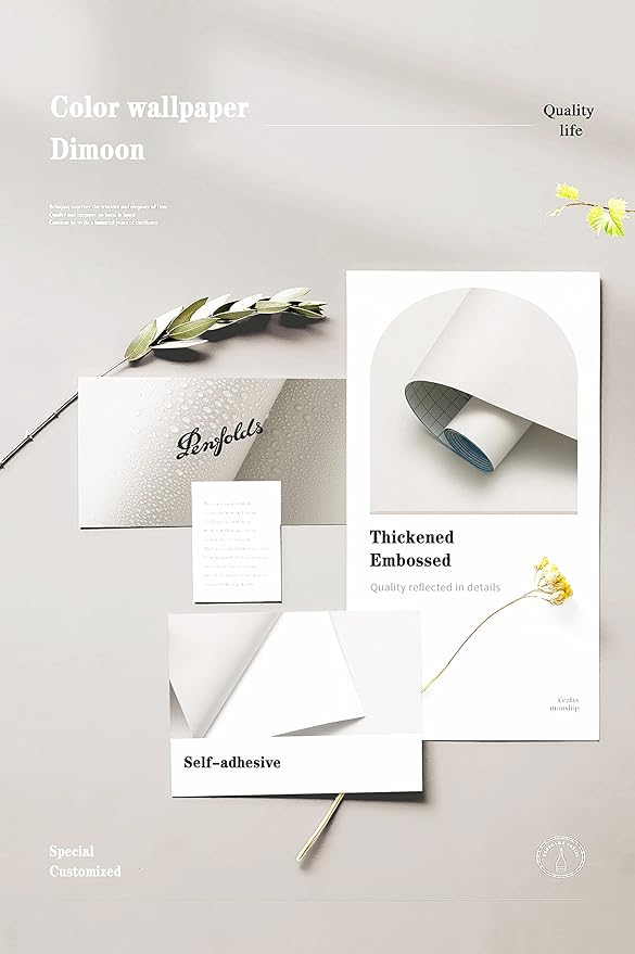 Dimoon 236''x17.7'' White Peel and Stick Wallpaper Contact Paper Modern Self - Image 4