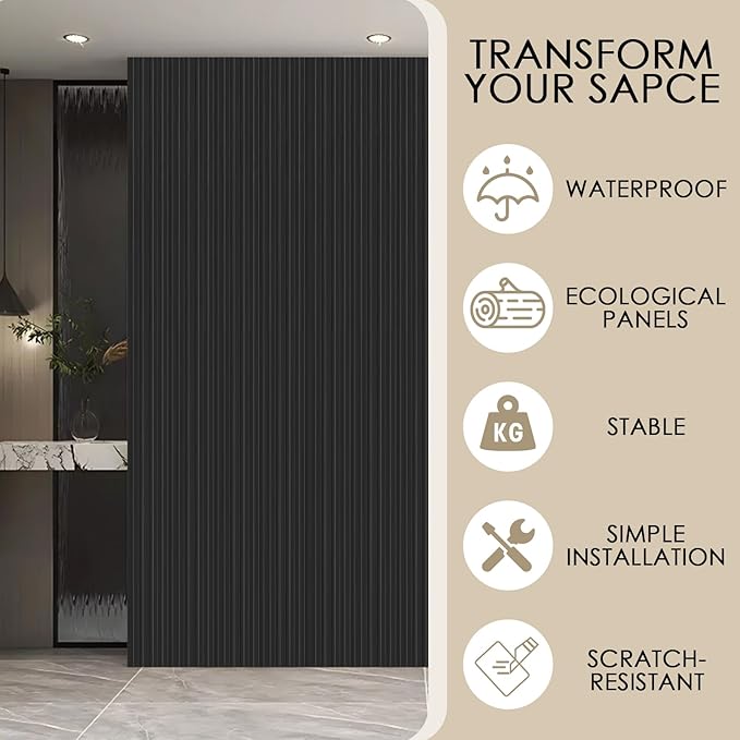 8-Pack 3D Slat Wall Panels — Soundproof Faux Wood Wall Panels - Image 4