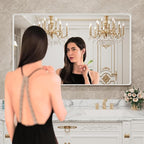 LOAAO 55x36 Inch White Metal Framed Bathroom Mirror - Image 2