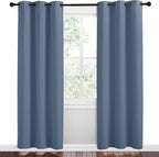 NICETOWN Short Curtains for Kitchen, Stone Blue, 1 Pair, 42 inches Wide by 78 - Image 2