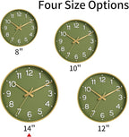 Roymnie Wall Clock 14 Inch Silent Green Wall Clocks Battery Operated- Modern - Image 2
