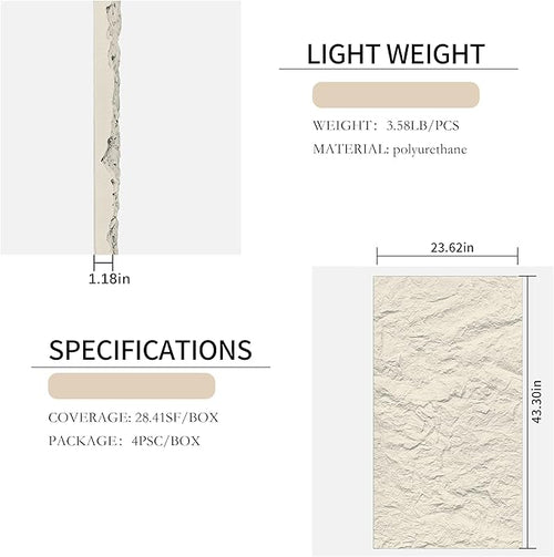 4-Pack 3D PU Stone Wall Panels for Interior Decor - Image 2