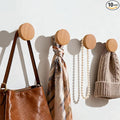 4 Pack Wood Hooks No Damage Wall Hooks Round Rings Adhesive Hooks Clothes by Birosnsy