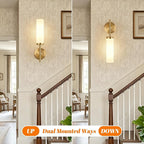 Wall Sconces Set of Two, Brushed Gold Bathroom Sconces - Image 8