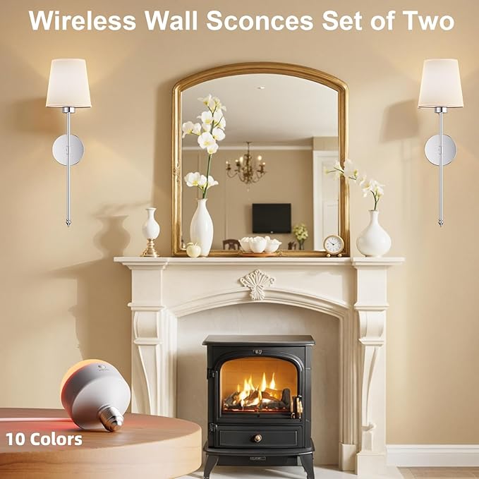 IRONPAX Wall Sconces Battery Operated Set of 2, Wireless Rechargeable Wall - Image 8