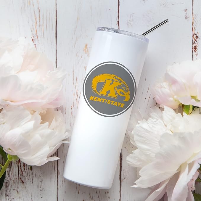 Kent State University Skinny Tumbler, Water Tumbler, Stainless Steel Tumbler, Tumbler Cup, Tumbler with Straw and Lid, Double Wall, Stainless Tumbler (Kent State University #7)