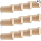 bsdonte 12 Pack Wood Wall Hooks, Natural Wooden Coat Hooks Wall Mounted by bsdonte