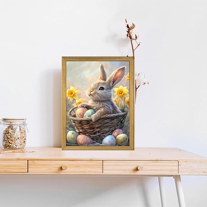 Easter Bunny Wall Art, Cute Rabbit Canvas Wall Decor Painting, Easter Eggs - Image 7