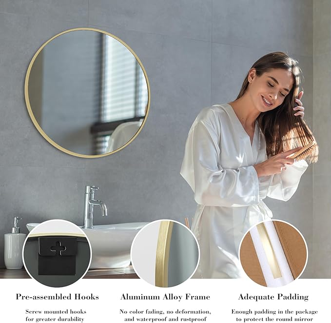 Sweetcrispy 24 Inch Round Wall Mirror - Image 6