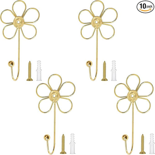 4 Pcs Heavy Duty Decorative Wall Hooks, Creative Flower Shaped Wall Mounted Hook by Unknown