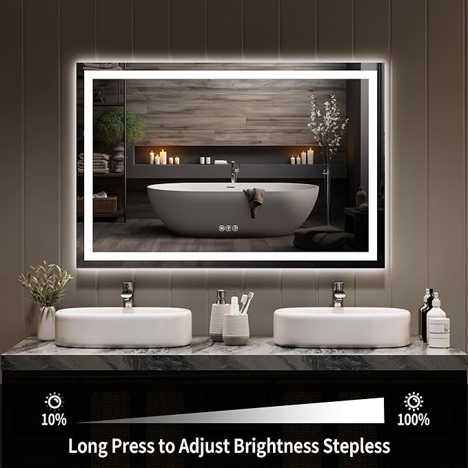 LED Bathroom Mirror 45 x 30 inch, Lighted Bathroom Vanity Mirror - Image 6