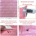 30PCS 3D Wall Panels Peel and Stick Faux Brick Wallpaper Pink Self Adhesive - Image 5