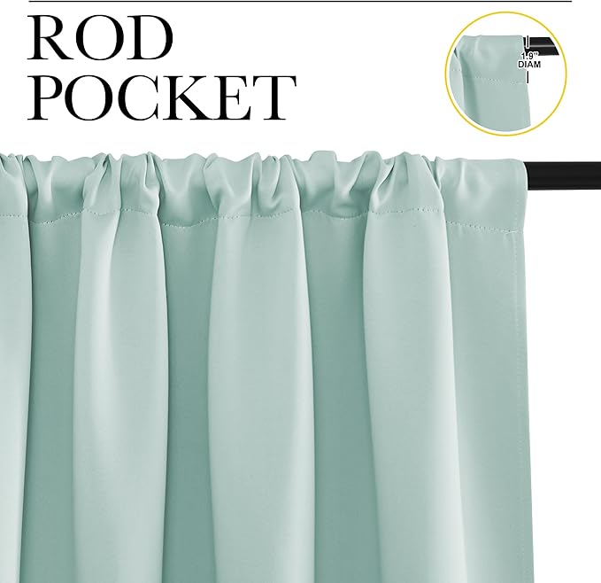 NICETOWN Blackout Curtains for Living Curtains, Aqua Blue, 1 Pair, 34-inch W x - Image 2